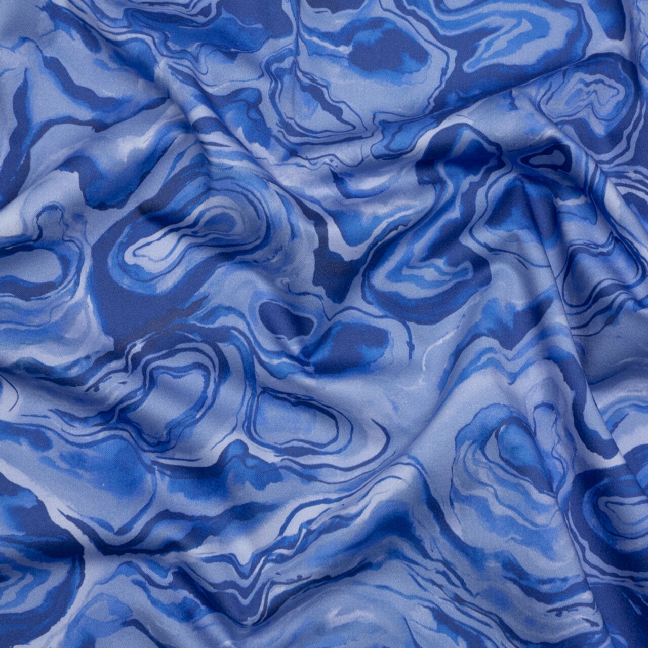 1 Yard Stretch Cotton Sateen Blue Abstract Skyscape Print Fabric